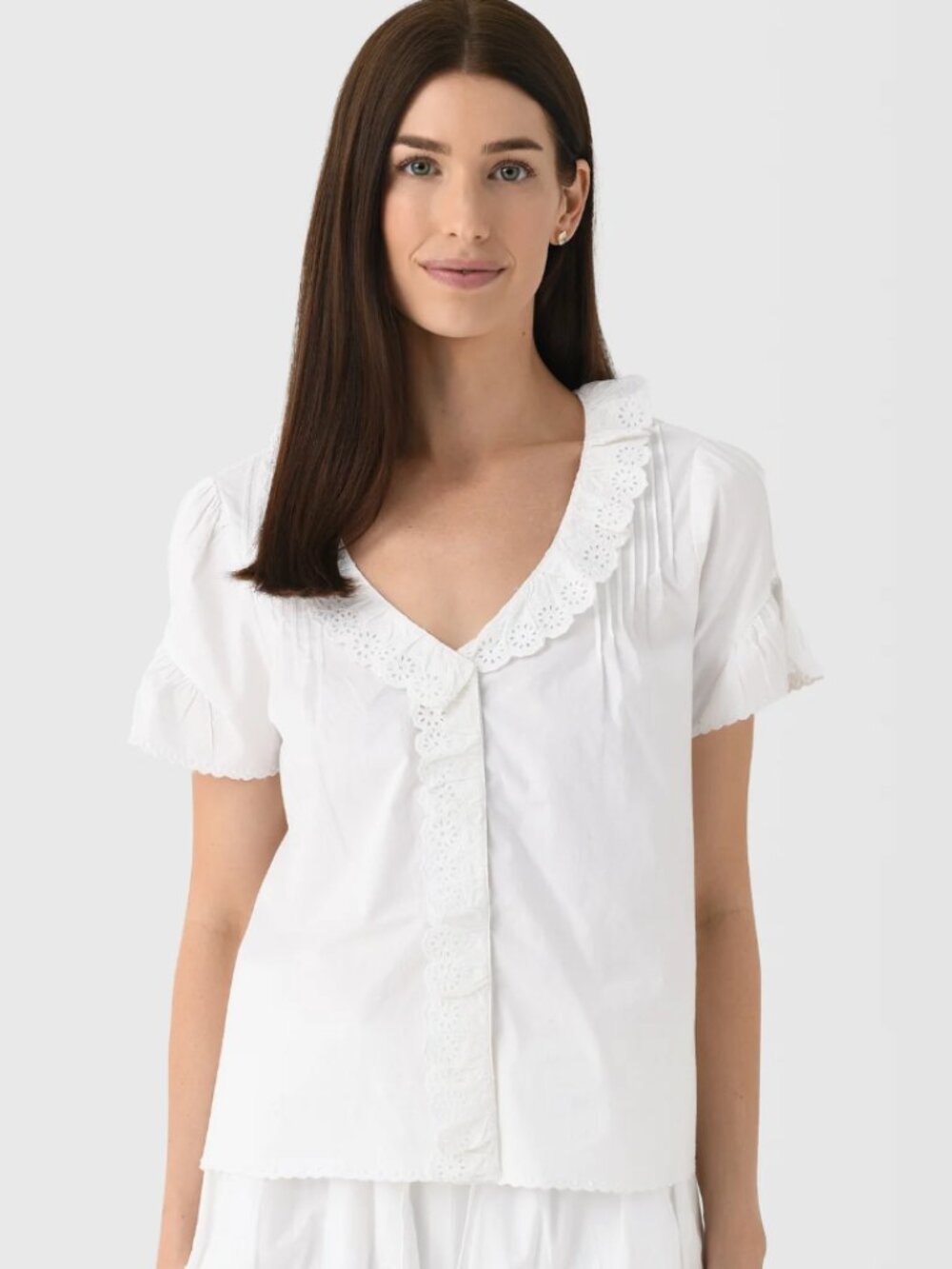 ✨ POSSE Ezra Blouse 100% Cotton Vintage White M NWT Sold Out Spring Summer ✨
